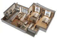 Floor plan of 2 BHK 769 Sq. Ft. Apartment in The Prestige City, Mumbai