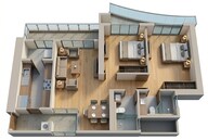 Floor plan of 2 BHK 828 Sq. Ft. Apartment in The Prestige City, Mumbai
