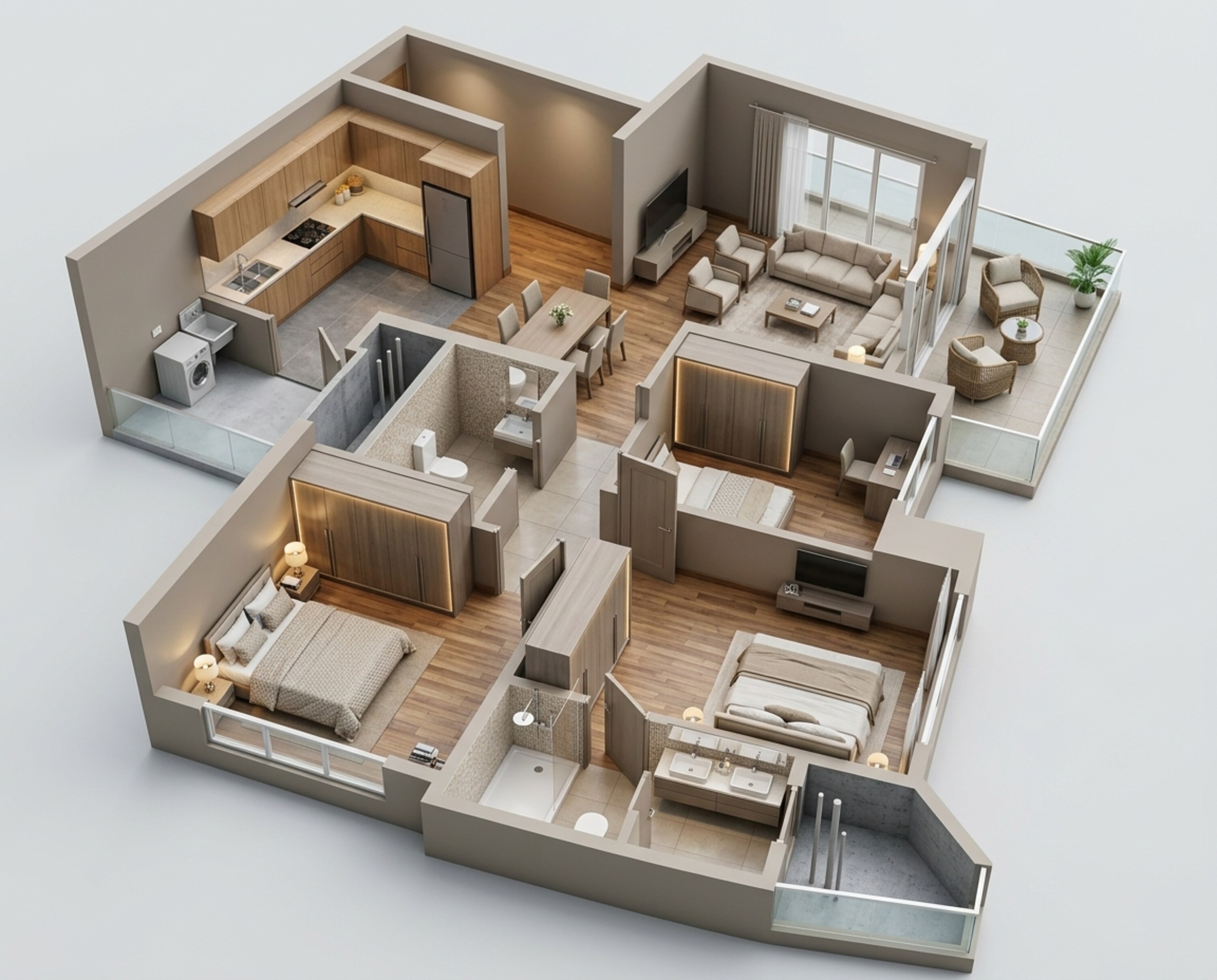 Floor plan of 3 BHK 914 Sq. Ft. Apartment in The Prestige City, Mumbai
