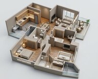 Floor plan of 3 BHK 914 Sq. Ft. Apartment in The Prestige City, Mumbai