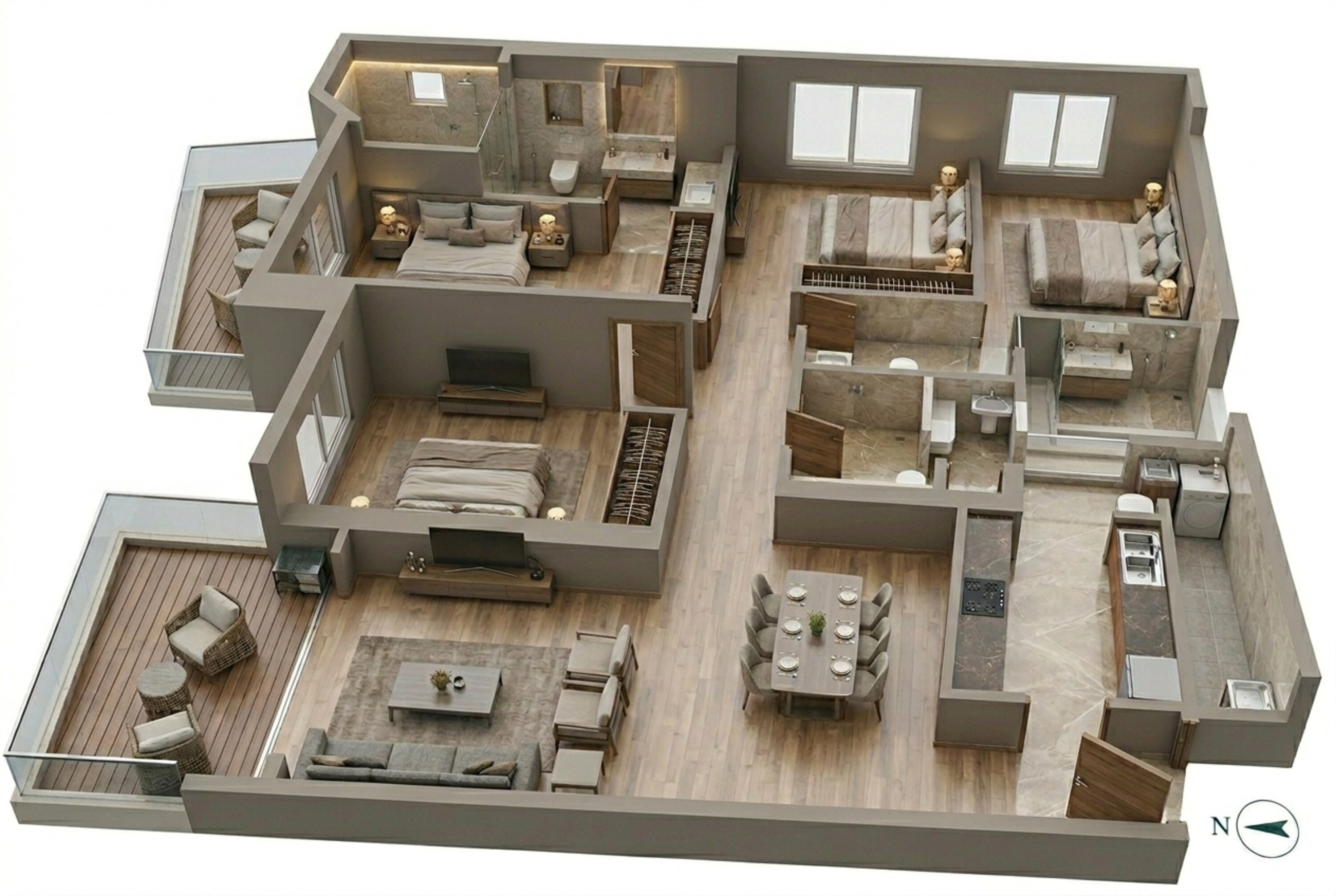 Floor plan of 3 BHK 1052 Sq. Ft. Apartment in The Prestige City, Mumbai