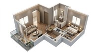 Floor plan of 1 BHK 632 Sq. Ft. Apartment in TVS Emerald Jardin, Bangalore