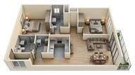 Floor plan of 2 BHK 946 Sq. Ft. Apartment in TVS Emerald Jardin, Bangalore