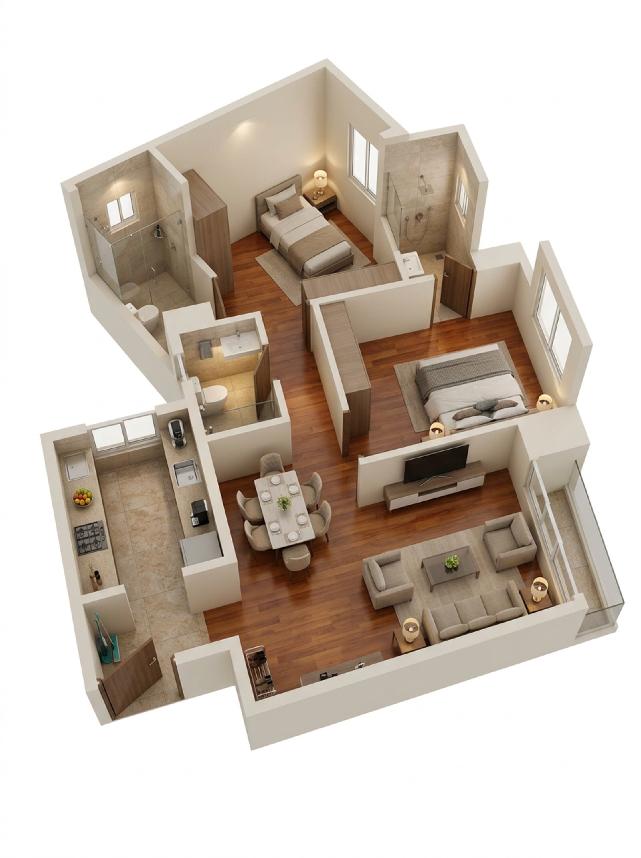 Floor plan of 2 BHK 650 Sq. Ft. Apartment in Chandak Greenairy, Mumbai