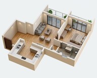 Floor plan of 1 BHK 456 Sq. Ft. Apartment in Roshan Milestone, Pune