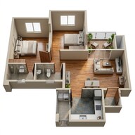 Floor plan of 2 BHK 845 Sq. Ft. Apartment in VTP Bellissimo, Pune