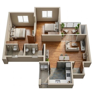 Floor plan of 2 BHK 845 Sq. Ft. Apartment in VTP Bellissimo, Pune