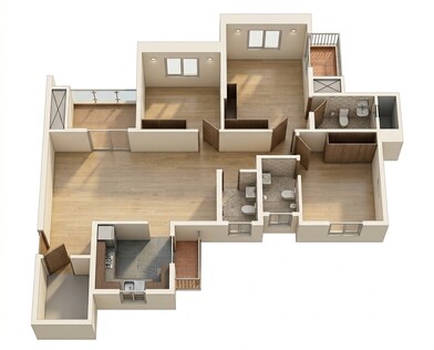 Floor plan of 3 BHK 900 Sq. Ft. Apartment in VTP Bellissimo, Pune
