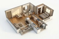 Floor plan of 1 BHK 380 Sq. Ft. Apartment in Godrej Riviera, Thane