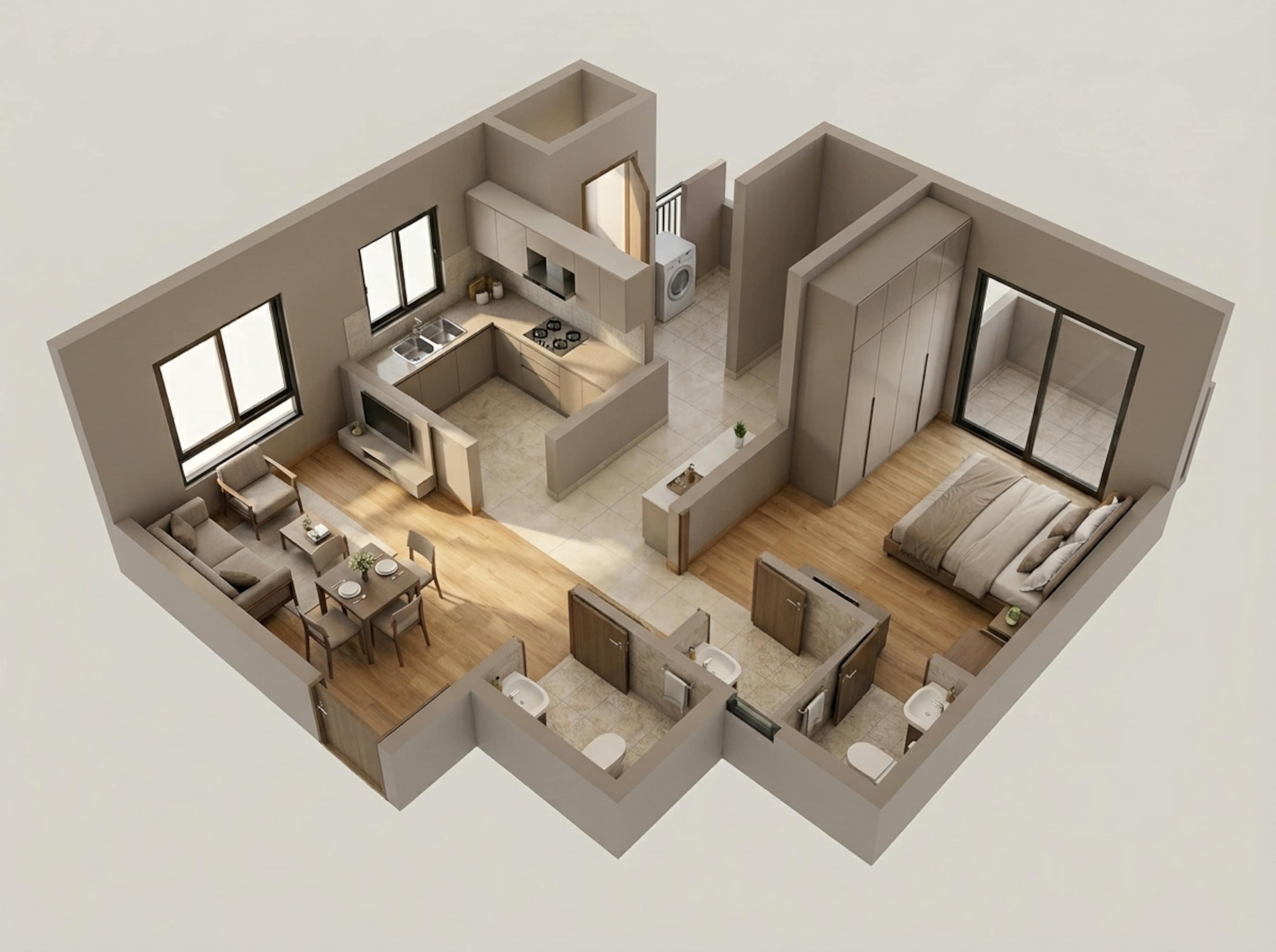 Floor plan of 1 BHK 428 Sq. Ft. Apartment in Godrej Riviera, Thane