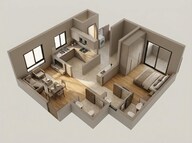 Floor plan of 1 BHK 428 Sq. Ft. Apartment in Godrej Riviera, Thane