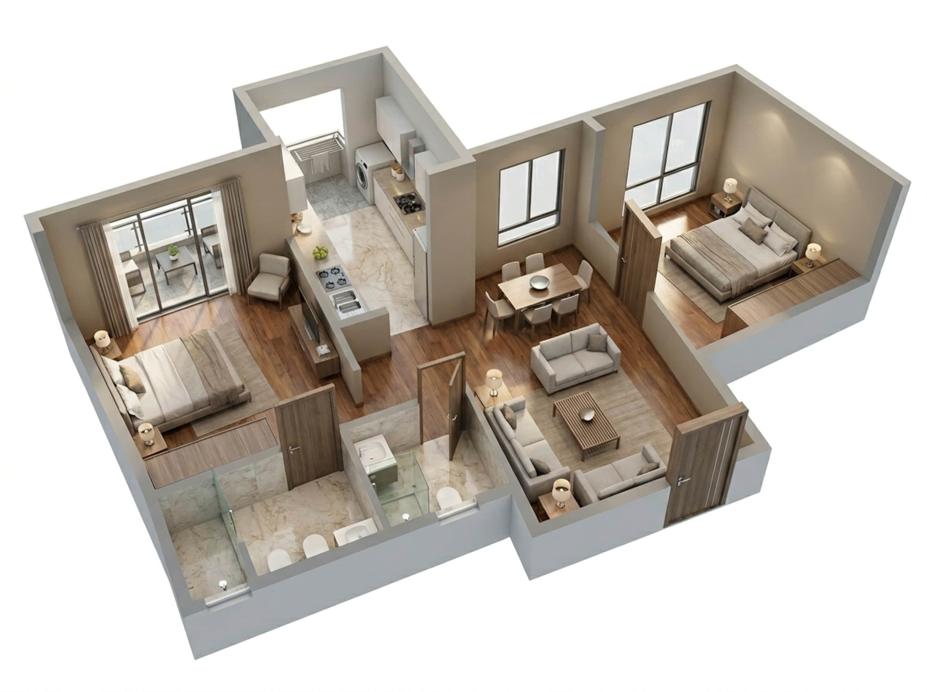 Floor plan of 2 BHK 503 Sq. Ft. Apartment in Godrej Riviera, Thane