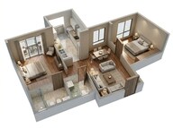 Floor plan of 2 BHK 503 Sq. Ft. Apartment in Godrej Riviera, Thane