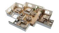 Floor plan of 3 BHK 1000 Sq. Ft. Apartment in Lodha Codename Limited Edition, Mumbai