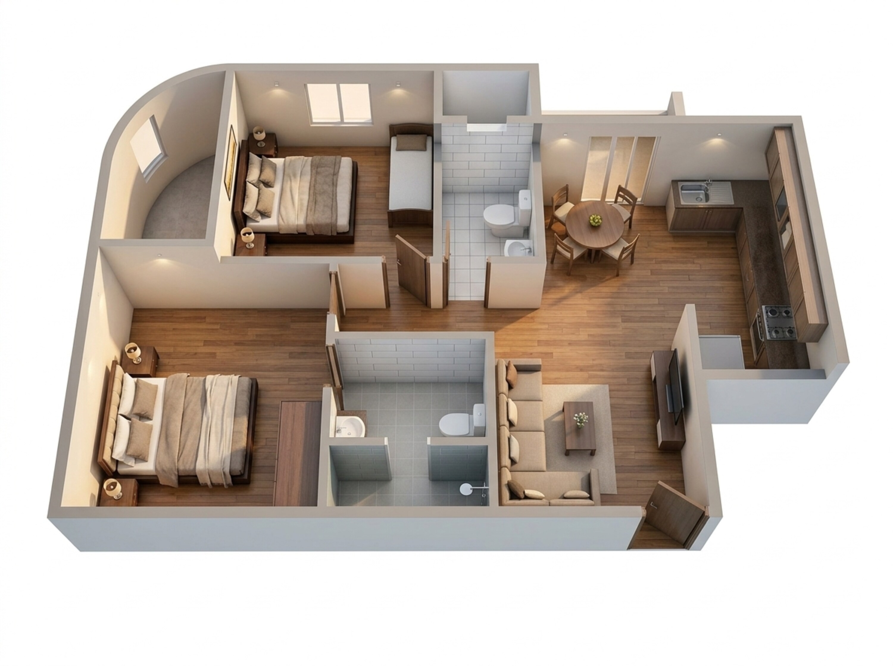 Floor plan of 2 BHK 749 Sq. Ft. Apartment in Sowparnika Indradhanush, Bangalore