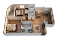 Floor plan of 2 BHK 749 Sq. Ft. Apartment in Sowparnika Indradhanush, Bangalore