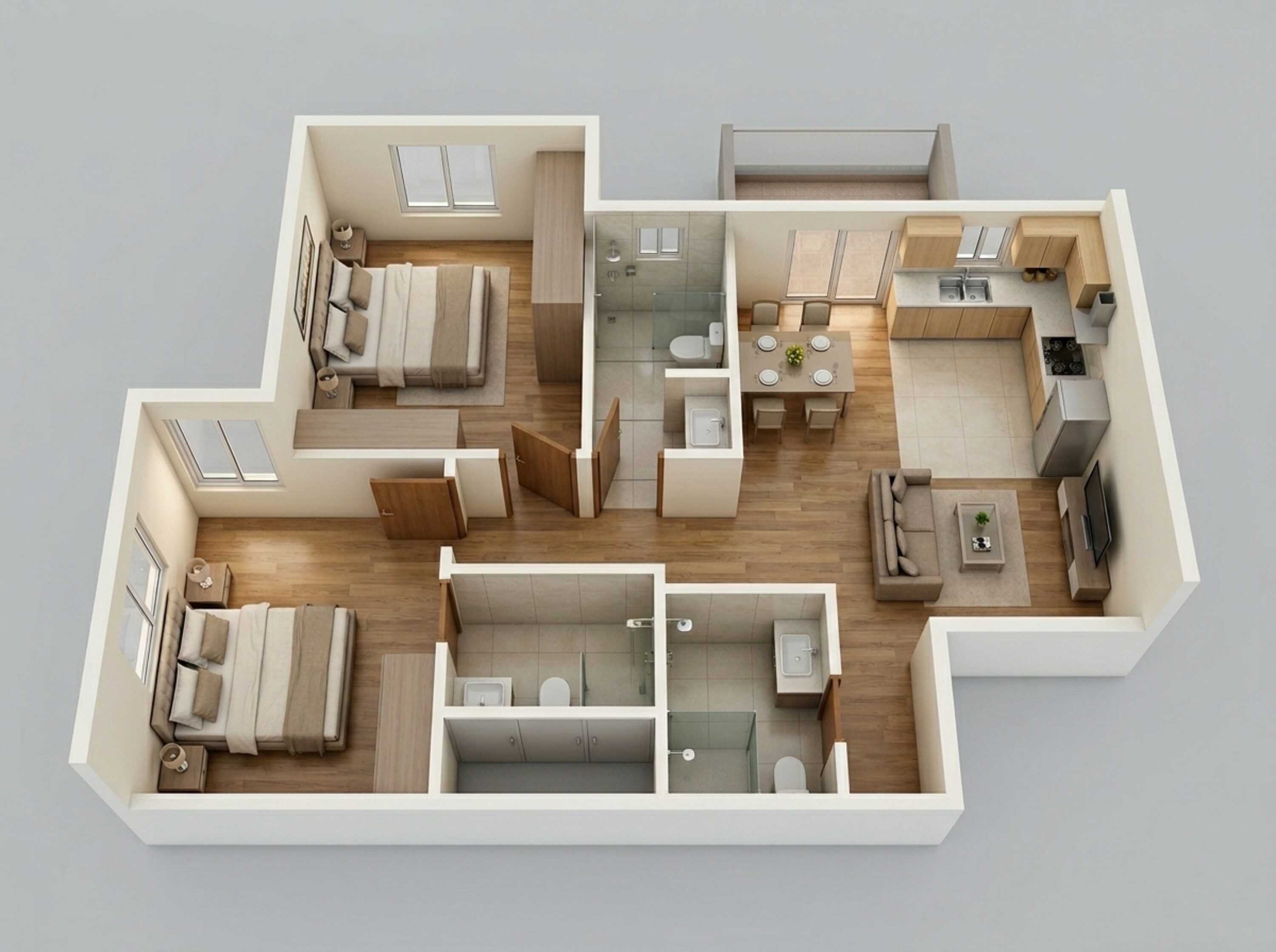 Floor plan of 2 BHK 850 Sq. Ft. Apartment in Sowparnika Indradhanush, Bangalore