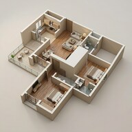 Floor plan of 2 BHK 768 Sq. Ft. Apartment in Eldeco Twin Towers, Lucknow