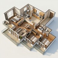 Floor plan of 3 BHK 1001 Sq. Ft. Apartment in Eldeco Twin Towers, Lucknow