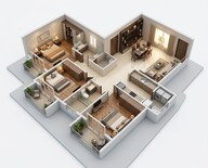Floor plan of 3 BHK 1282 Sq. Ft. Apartment in Salarpuria Sattva Park Cubix, Bangalore