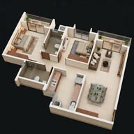 Floor plan of 2 BHK 1009 Sq. Ft. Apartment in Salarpuria Sattva Park Cubix, Bangalore