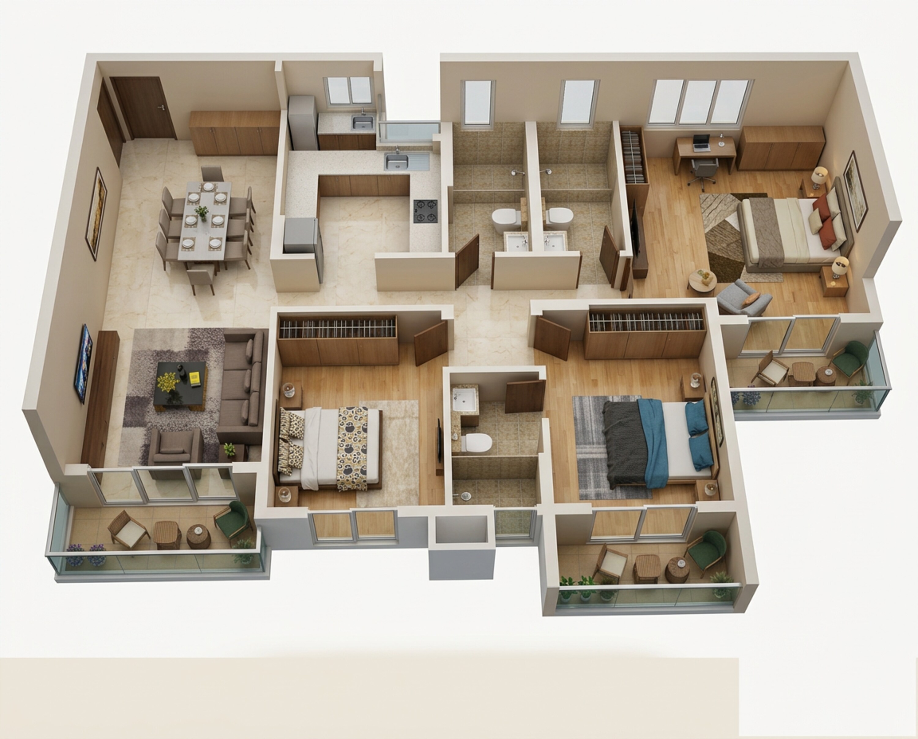 Floor plan of 3 BHK 1466 Sq. Ft. Apartment in Salarpuria Sattva Park Cubix, Bangalore
