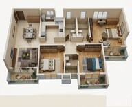 Floor plan of 3 BHK 1466 Sq. Ft. Apartment in Salarpuria Sattva Park Cubix, Bangalore