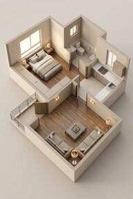 Floor plan of 1 BHK 378 Sq. Ft. Apartment in Shalimar One World Manjil And Ashiyana, Lucknow