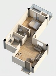 Floor plan of 1 BHK 400 Sq. Ft. Apartment in Shalimar One World Manjil And Ashiyana, Lucknow
