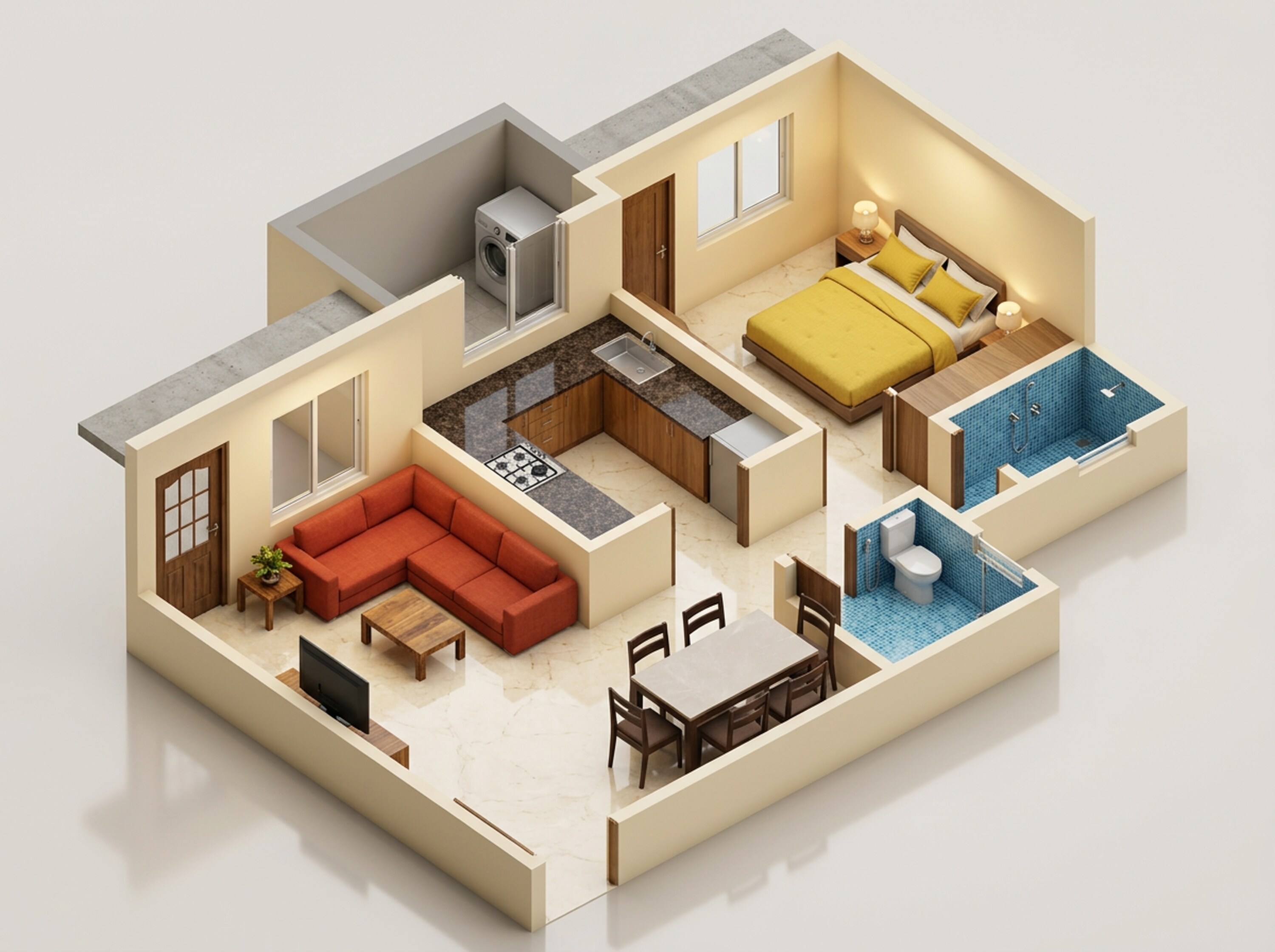 Floor plan of 1 BHK 375 Sq. Ft. Apartment in Arihant Aaradhya, Thane