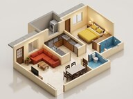 Floor plan of 1 BHK 375 Sq. Ft. Apartment in Arihant Aaradhya, Thane