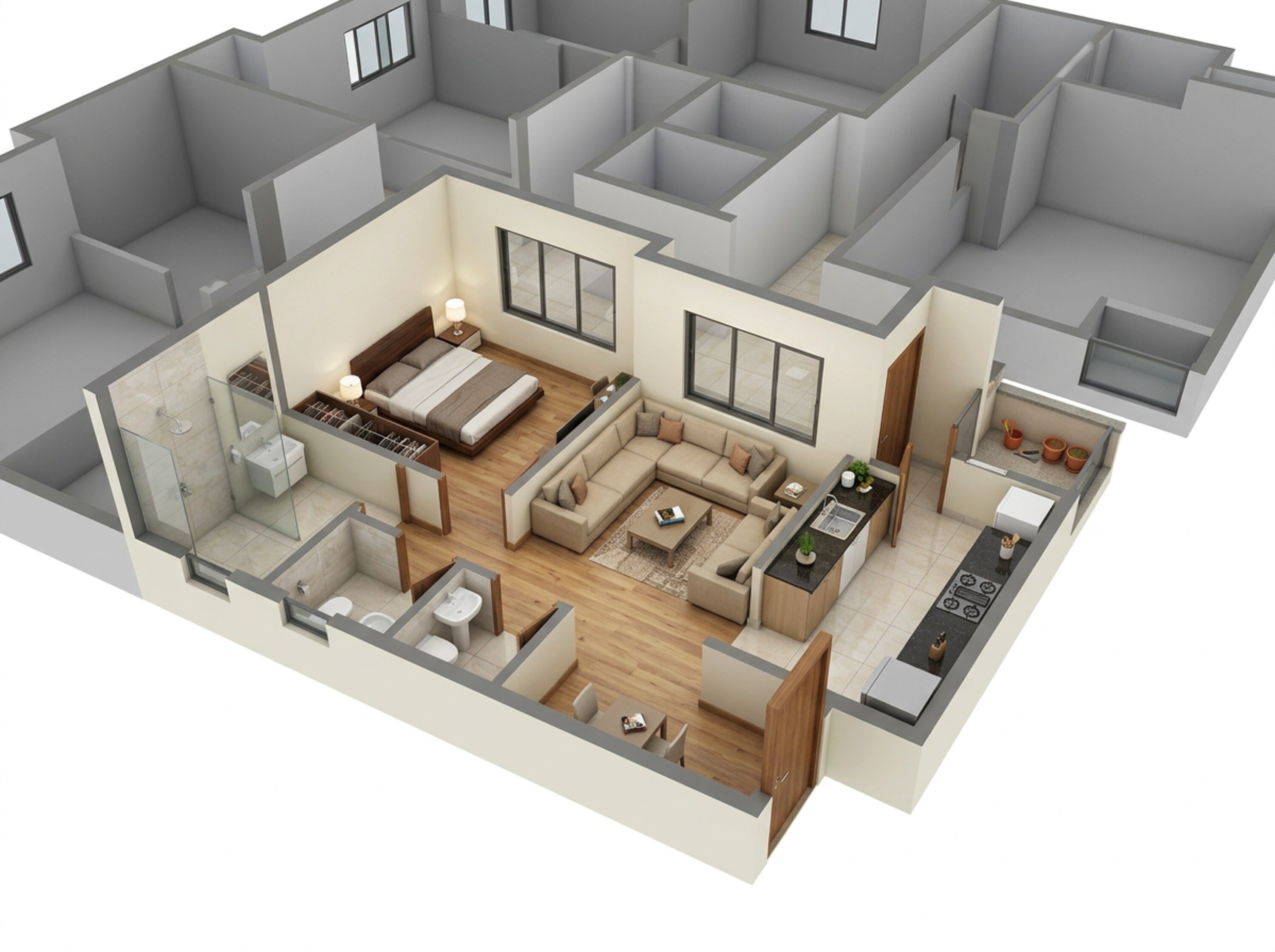 Floor plan of 1 BHK 439 Sq. Ft. Apartment in Kalpataru Vivant, Mumbai