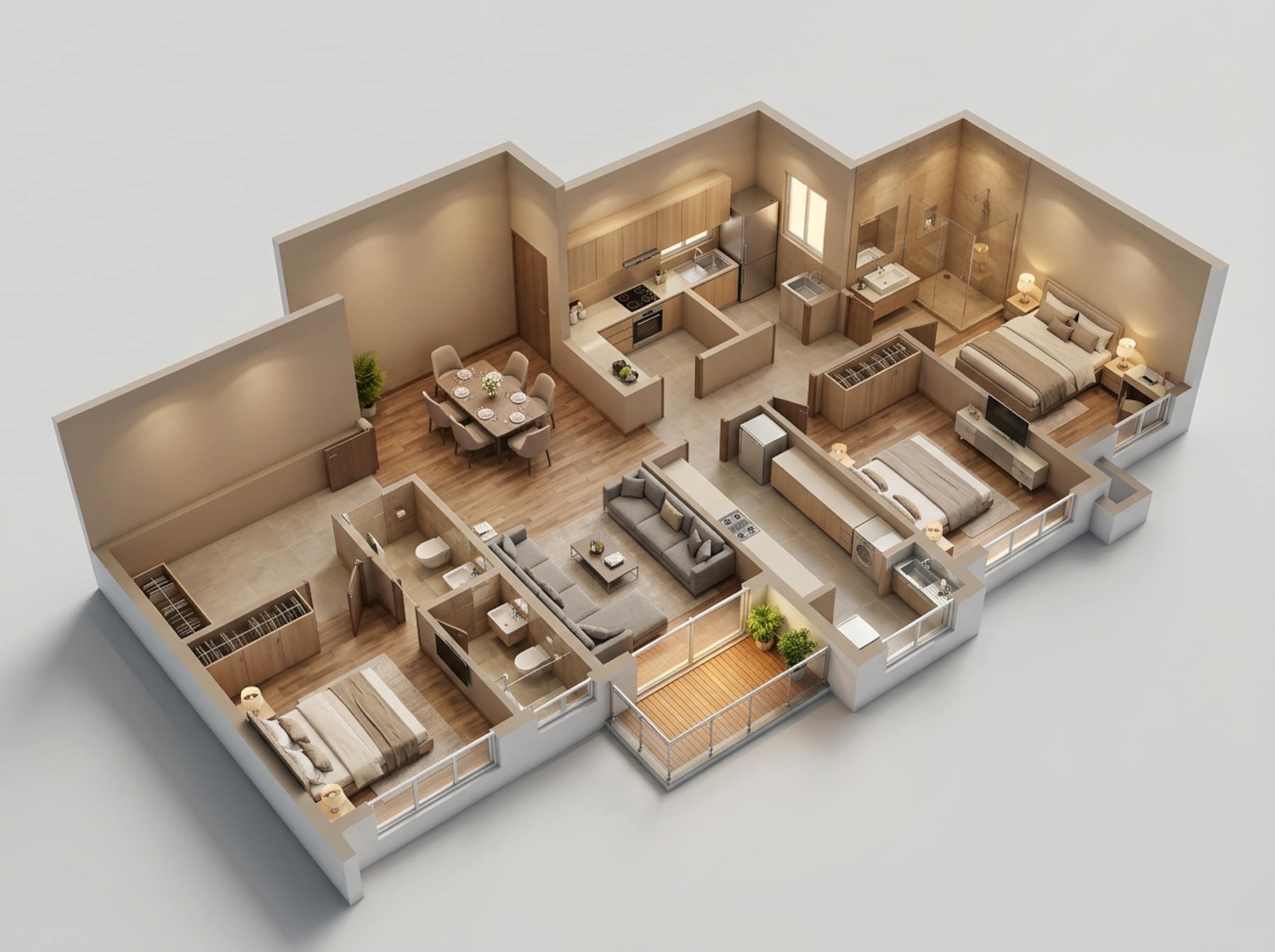 Floor plan of 3 BHK 1076 Sq. Ft. Apartment in Kalpataru Vivant, Mumbai