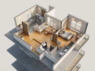 Floor plan of 1 BHK 435 Sq. Ft. Apartment in Kalpataru Vivant, Mumbai