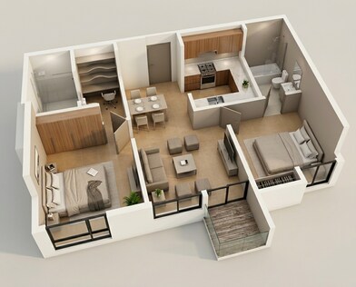 Floor plan of 2 BHK 530 Sq. Ft. Apartment in Lodha Crown Kolshet, Thane