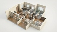 Floor plan of 2 BHK 981 Sq. Ft. Apartment in Godrej Splendour, Bangalore