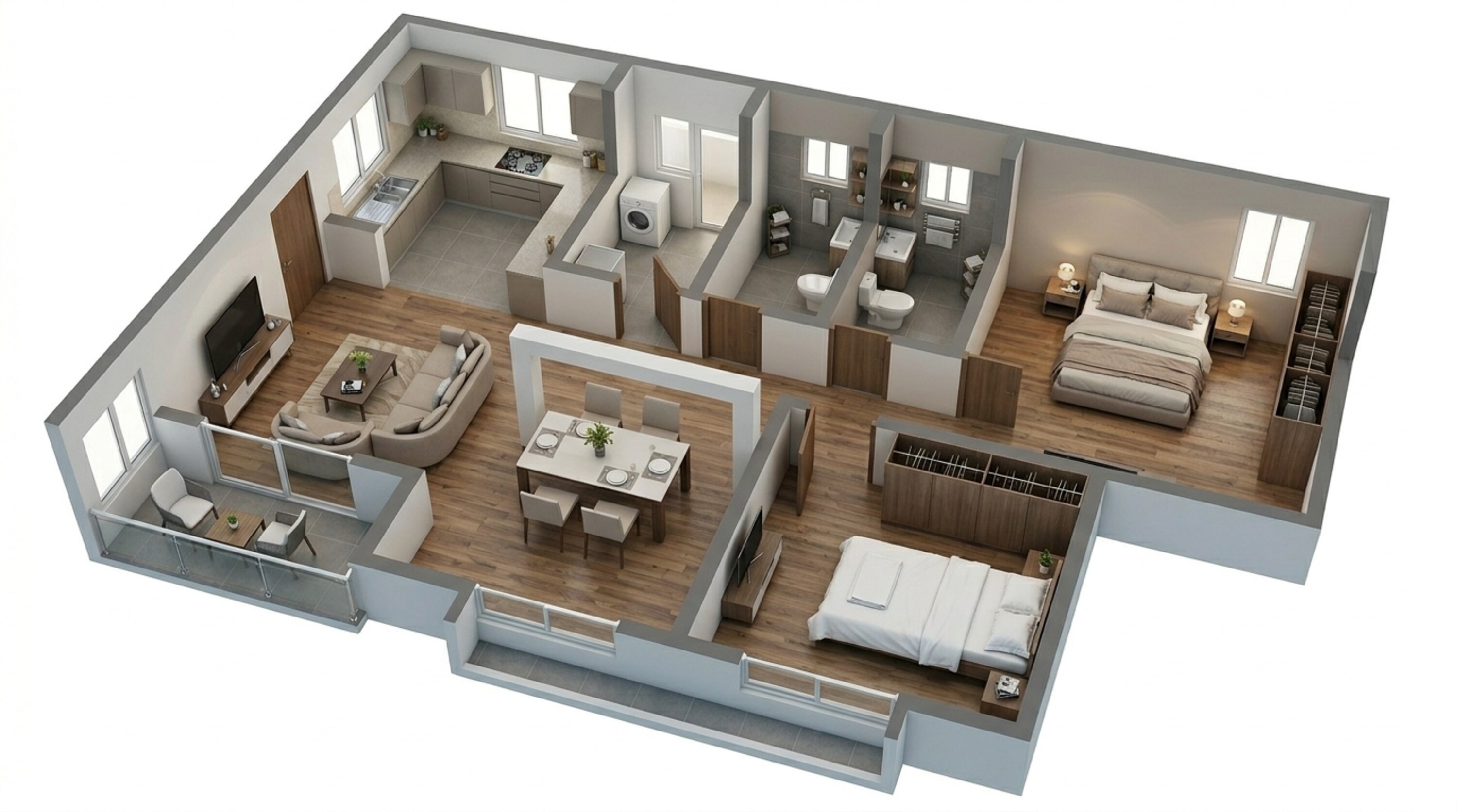 Floor plan of 2 BHK 1090 Sq. Ft. Apartment in Godrej Splendour, Bangalore