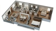 Floor plan of 2 BHK 1090 Sq. Ft. Apartment in Godrej Splendour, Bangalore