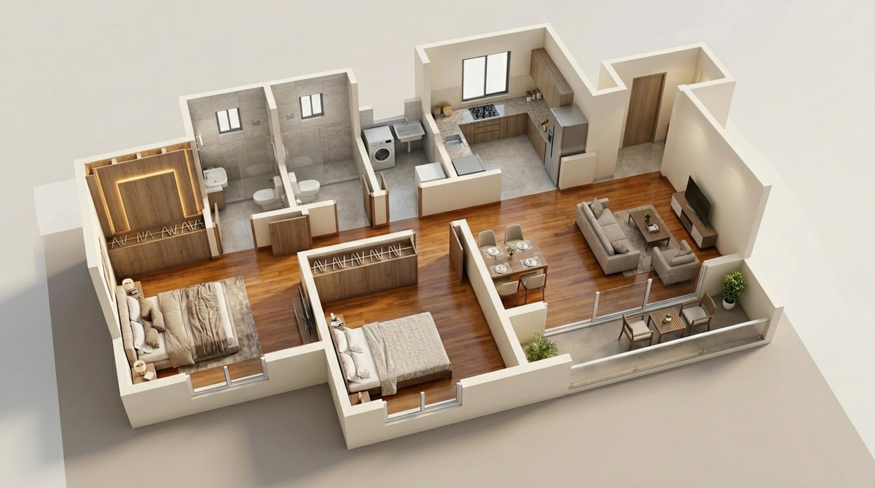 Floor plan of 2 BHK 1137 Sq. Ft. Apartment in Godrej Splendour, Bangalore