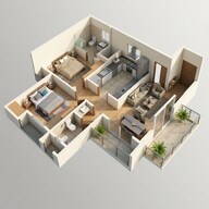 Floor plan of 2 BHK 1079 Sq. Ft. Apartment in Shriram Lakeside Residences, Chennai