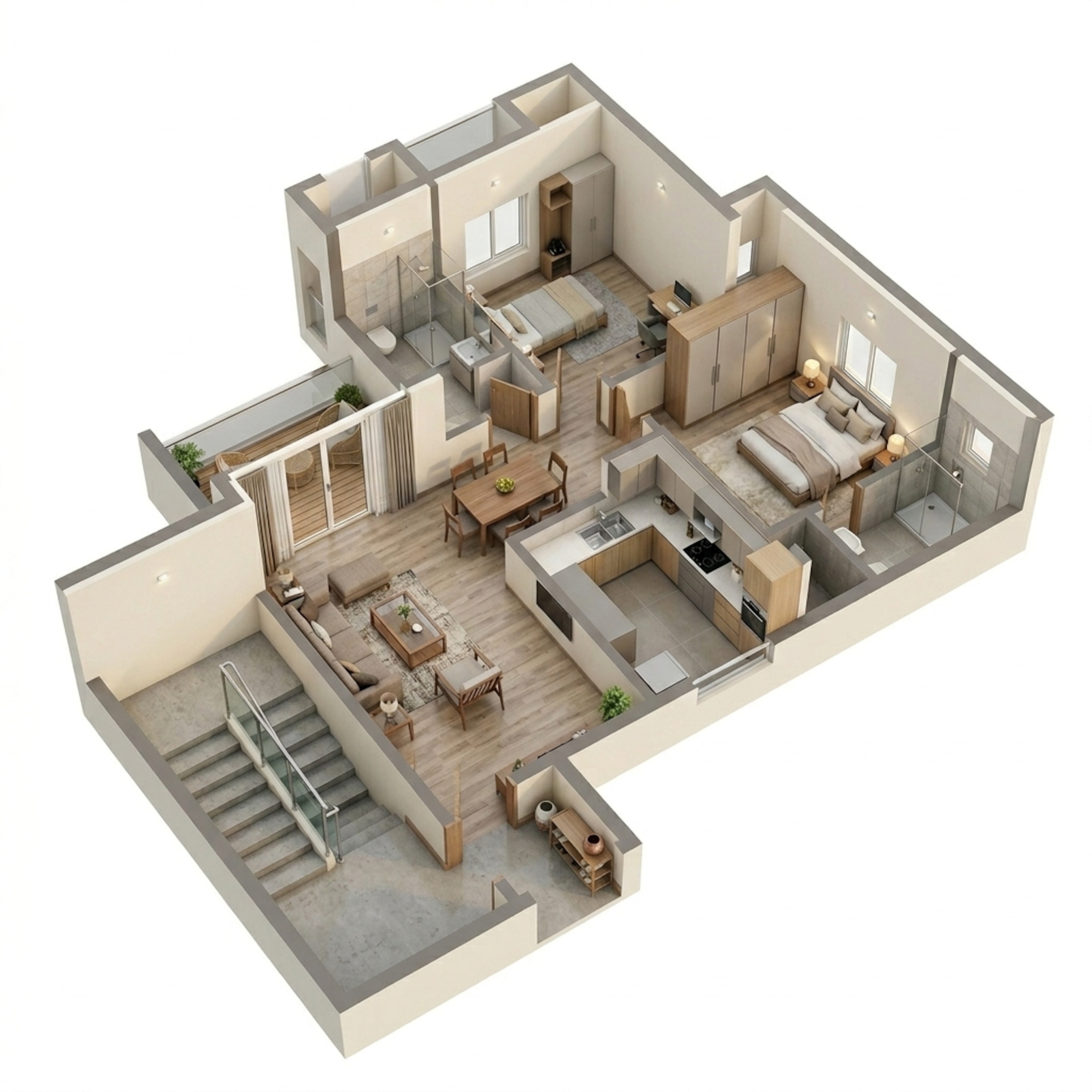 Floor plan of 2 BHK 1100 Sq. Ft. Apartment in Shriram Lakeside Residences, Chennai