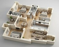 Floor plan of 3 BHK 1390 Sq. Ft. Apartment in Shriram Lakeside Residences, Chennai