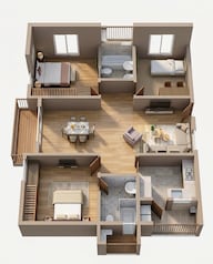 Floor plan of 2 BHK 1440 Sq. Ft. Apartment in Sumadhuras Gardens By The Brook, Hyderabad