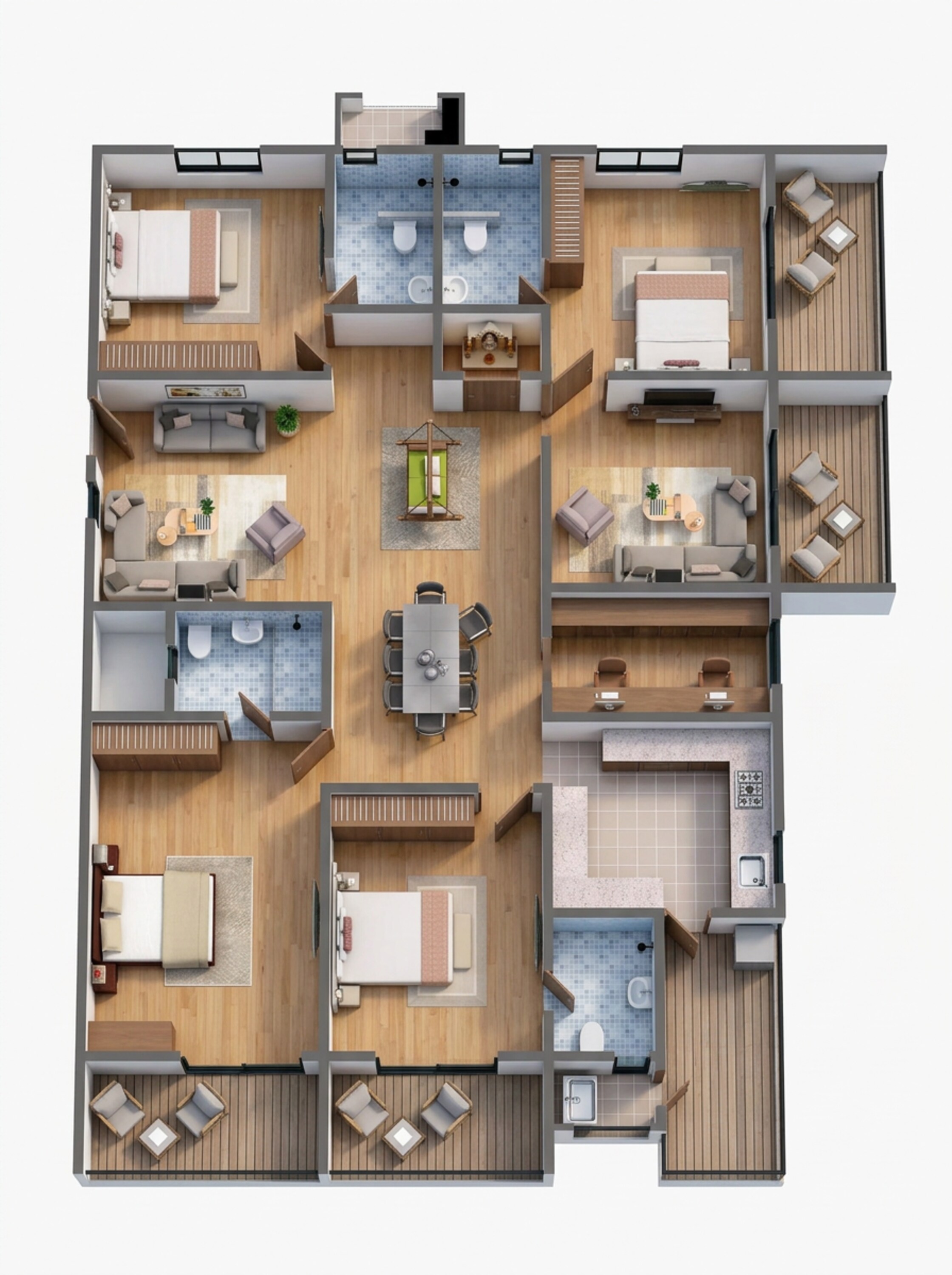Floor plan of 4 BHK Apartment - 3350 sq. ft. in Sumadhuras Gardens By The Brook, Hyderabad