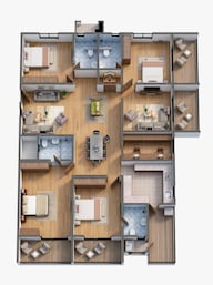 Floor plan of 4 BHK 3350 Sq. Ft. Apartment in Sumadhuras Gardens By The Brook, Hyderabad
