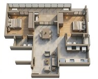 Floor plan of 2 BHK 1243 Sq. Ft. Apartment in TVS Emerald Peninsula, Chennai