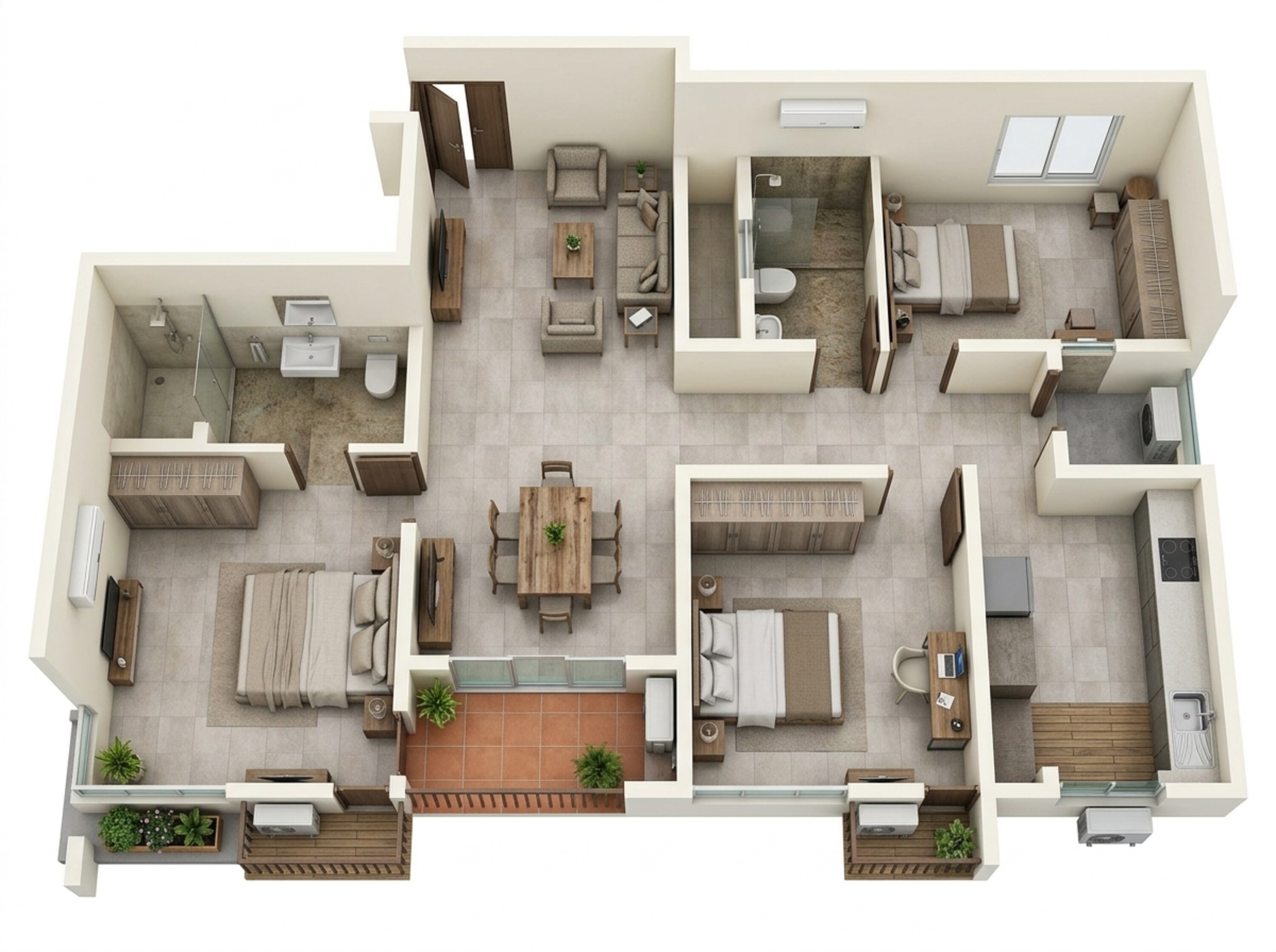 Floor plan of 3 BHK 1502 Sq. Ft. Apartment in TVS Emerald Peninsula, Chennai