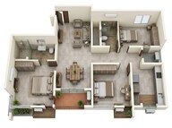 Floor plan of 3 BHK 1502 Sq. Ft. Apartment in TVS Emerald Peninsula, Chennai