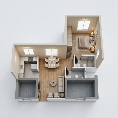 Floor plan of 1 BHK 388 Sq. Ft. Apartment in Integrated Ramicon, Mumbai