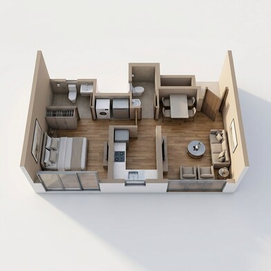 Floor plan of 1 BHK 420 Sq. Ft. Apartment in Integrated Ramicon, Mumbai